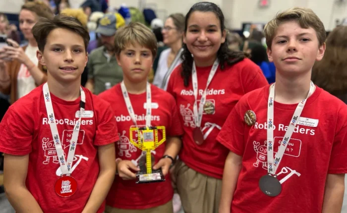 CES Robo-Raiders - Porter Bates, Hutson Lambert, Augustine Martinez, and Isabella Wood, will be traveling with their parents and robotics coaches in May to a three-day international competition in Long Beach, CA.