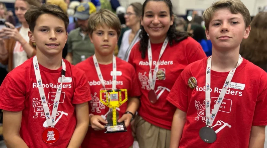 CES Robo-Raiders - Porter Bates, Hutson Lambert, Augustine Martinez, and Isabella Wood, will be traveling with their parents and robotics coaches in May to a three-day international competition in Long Beach, CA.